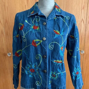 VTG Studio Works Petite Embroidered Denim Jacket
